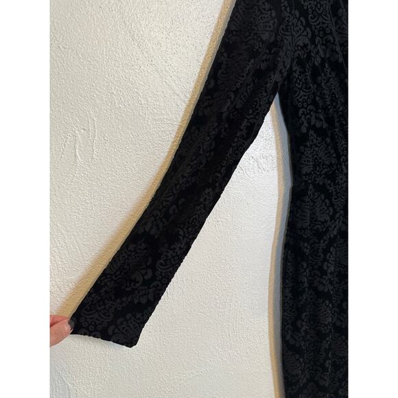 Rachel Roy Dress L Black Velvet Burnout Faux Wrap Asymmetrical Zip High Low Hem - Picture 4 of 16